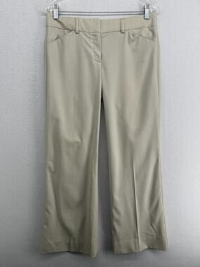 THEORY Pants Womens 4 Wool Blend Straight Leg Suit Trouser Straight Beige USA